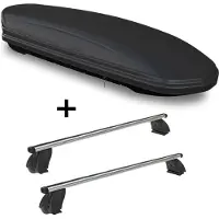 VDP Dachbox VDPMAA460 460 Liter schwarz matt abschließbar + Dachträger K1 PRO Aluminium kompatibel mit für Fiat Multipla I (5Türer) 98-03