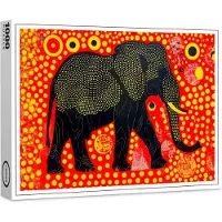 Raxxa Premium-Puzzle "Black Elephant with Orange Bubble Pattern", 1000 Teile