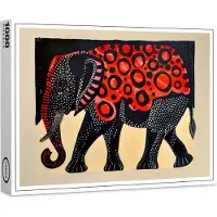 Raxxa Premium-Puzzle "Abstract Elephant with Large Red Circles", 1000 Teile