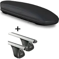 VDP Dachbox VDPMAA460 460Ltr schwarz matt abschließbar + Alu Dachträger Aurilis kompatibel mit für Ford C-Max II (5Türer) ab 2010