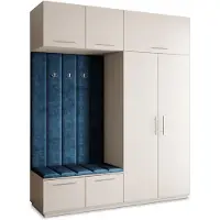 Masseno Garderobe-Set REMA 200/240/60 cm Modern Garderobenschrank Kaschmir, Veloursstoff MONOLITH 77 (Blau)