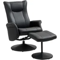 HOMCOM Relaxsessel mit Hocker 360°Drehbar TV-Sessel mit Liegefunktion Schwarz