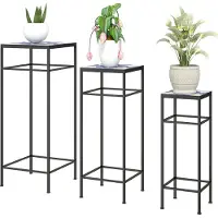 Novavision 3er-Set Pflanzenständer, 3 verschieden große Gestelle zum Präsentieren von Blumen und anderen Gegenständen, Blau+Weiß