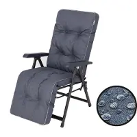 Bjird Liegenauflage Auflage für Gartenstuhl mit Fußstütze, Auflage für Gartenliege Liegestuhl mit mit Bindebänder und Gummi-Befestigungsbänder - 160 x 50 cm, Marineblau Ekolen