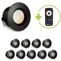 Longlife LED Einbaustrahler Mini flach Torino 3W CCT IP44 - Farbe: schwarz matt - Anzahl: 10x