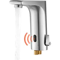 StarTech.com Sensor Wasserhahn - Automatische Waschtischarmatur L‑Form - Berührungslos - Infrarot-Sensor - Batteriebetrieben - Einhebelmischer - Gebürstetes Nickelsilber