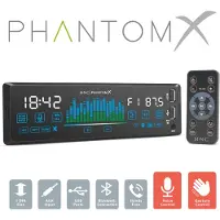 HomeShopXL Autoradio Bluetooth 1 DIN - 4x50W - USB, AUX, MP3 - Freisprecheinrichtung - Touch- und Gestensteuerung - Fernbedienung - PhantomX [39752]