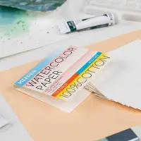 Merkloos 10 x 76 cm Mini-Aquarellpapier, 5er-Pack, kaltgepresst, Großpackung, 100 % Baumwolle, Aquarellpapierbögen für Erwachsene und Schüler (150 lbs/300 g/m²) 5 x 10 Bögen