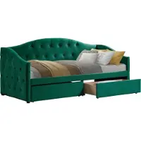 Kondela Zaska Einzelbett mit Stauraum 90x200 cm – grün (Samt)
