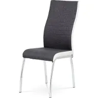 Autronic Esstühle grauer Stoff + weiße Lederfalte / Chrom - DCL -433 Gray2 Action