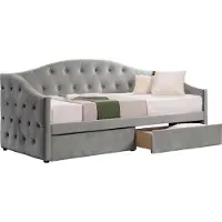 Kondela Zaska Einzelbett mit Stauraum 90x200 cm – Grau (Samt)