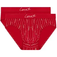 Emporio Armani für Herren. EM000251_AF19049 2er-Set rote San Valentine-Slips (S), Heimtextilien, Baumwolle