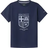 Hackett für Jungen. HK5000039 Heritage LRC Logo-T-Shirt blau (Y09), Weiß, Lässig, Baumwolle, Kurzarm, Kinderbekleidung