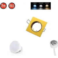 LED line Einbaustrahler GU10 Ø75mm Bohrloch Alu inkl. GU10 5W Neutralweiß 350 Lumen LED Leuchtmittel Gold Eckig