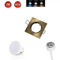 LED line Einbaustrahler GU10 Ø75mm Bohrloch Alu inkl. GU10 5W Kaltweiß 350 Lumen LED Leuchtmittel Patin Eckig