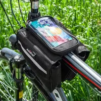 COFI cofi1453 Fahrradtasche mit Handytasche Wasserdicht Universal Gepäcktasche Radtasche Rahmentasche Handyhalterung Schwarz