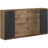 Feldmann-Wohnen Sideboard Roma Kommode mit Schubladen 155x40x93cm Ribbeck Eiche / dunkelgrau