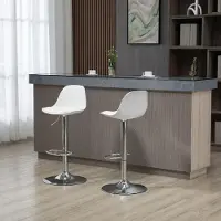 Sweiko 2er-Set Barhocker, Barstühle, Drehstühle mit Lehne, höhenverstellbar, bis 120 kg belastbar, 41 x 42 x 82-104 cm, Weiß