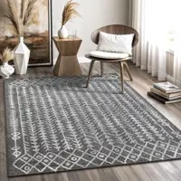 Sanat Teppich "Boho 8204", dunkelgrau, B:200cm H:10mm L:290cm, Kunstfaser, Teppiche, Teppich, Kurzflor, robust, Boho, Scandic, für Fussbodenheizung geeignet