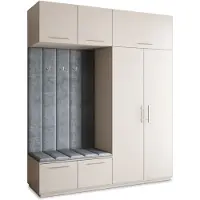 Masseno Garderobe-Set REMA 200/240/60 cm Modern Garderobenschrank Kaschmir, Veloursstoff MONOLITH 85 (Grau)