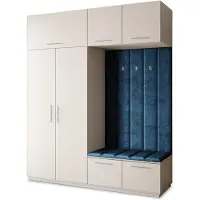 Masseno Garderobe-Set REMA 200/240/60 cm Modern Garderobenschrank Kaschmir, Veloursstoff MONOLITH 77 (Blau)