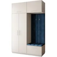 Masseno Garderobe-Set REMA 150/240/60 cm Modern Garderobenschrank Kaschmir, Veloursstoff MONOLITH 77 (Blau)