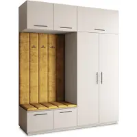 Masseno Garderobe-Set REMA 200/240/60 cm Modern Garderobenschrank Kaschmir, Veloursstoff MONOLITH 48 (Gelb)