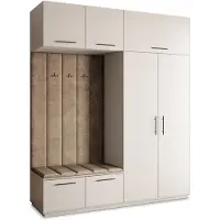 Masseno Garderobe-Set REMA 200/240/60 cm Modern Garderobenschrank Kaschmir, Veloursstoff MONOLITH 09 (Beige)