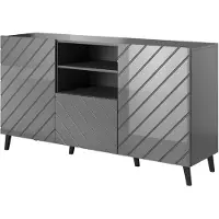 Furniture24 Kommode Abeto 150 cm breit Sideboard Schrank Wohnzimmer 2 Türen 1 Schublade Graphite