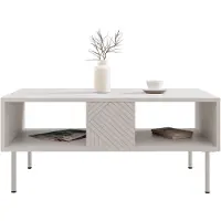 Mirjan 24 Couchtisch Art Deco Cashmere, Kaffeetisch, Metallfüße, 100x55x46 cm (Farbe: Cashmere)