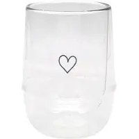 Eulenschnitt doppelwandiges Glas Herz weiß Inhalt 300 ml 12 cm