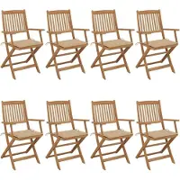 The Living Store Klappbare Gartenstühle 8 Stk. mit Kissen Massivholz Akazie