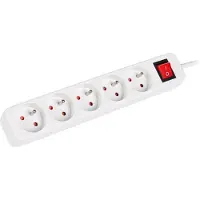 Lanberg PS1-05E-0150-W, 1,5 m, Drinnen, Typ E, Weiß, 5 AC-Ausgänge, 2500 W