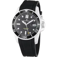 Jacques Lemans Kineticuhr "Hybromatic", schwarz (schwarzfarben, schwarz), Armbanduhren, Herren, silberfarben, Kineticuhr, Armbanduhr, Herrenuhr, Silikonarmband, analog, Tag