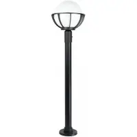 SU-MA Stehende Gartenlampe 130 cm, weiße oder rauchfarbene Kugel, 25 cm, 1xE27 schwarz IP43 Kule K 5002/1/KPO 250