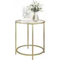 Brak Couchtisch, Loft-Couchtisch in Gold mit Glasplatte, moderner Tisch „MYSTIC“