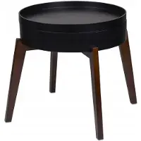Brak Couchtisch rund 45 cm mit Ablage und Tablett, Dekotisch im Loft-Stil