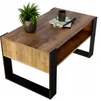 Brak Couchtisch „KARO“, Couchtisch im Loft-Stil, Farbe Eiche braun 53 x 92 cm