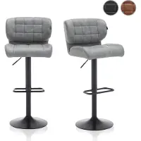 Meisterhome Barhocker 2er Set - Höhenverstellbar Barstuhl Drehhocker Küchenstühle mit Fußstütze Tresenhocker Gepolstert Bar Hocker – Hellgrau