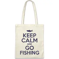 Eric Helmar Müller Urban Backwoods Keep Calm And Go Fishing, Stofftasche, Farbe: Beige