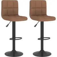 Syfax 2er Set Barhocker aus Stoff, Braun, höhenverstellbar, drehbar, 40x47x(90-111) cm