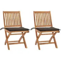 Syfax Gartenstühle 2 Stk. mit Taupe Kissen Teak Massivholz