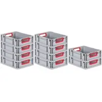 Proregal 10x Eurobox NextGen Color | HxBxT 22x30x40cm | 30 Liter | Griffe grün offen | Glatter Boden | Eurobehälter