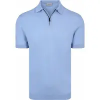 Suitable Knitted Half Zip Poloshirt Dan Hellblau - XXL