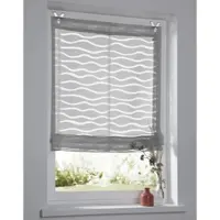Kutti Heimtextilien Raffrollo Enya grau mit Ösen Raffgardine Ausbrenner Welle halbtransparent B 60 x H 140 cm