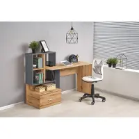 Halmar Schreibtisch Grosso 149x105x50 cm Computertisch für Homeoffice Eiche/Grau
