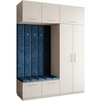 Masseno Garderobe-Set REMA 180/240/60 cm Modern Garderobenschrank Kaschmir, Veloursstoff MONOLITH 77 (Blau)