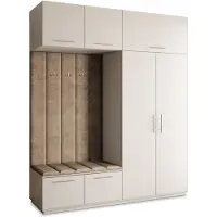 Masseno Garderobe-Set REMA 200/240/60 cm Modern Garderobenschrank Kaschmir, Veloursstoff MONOLITH 09 (Beige)
