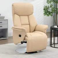 Sweiko Relaxsessel, Liegefunktion, Lederoptik, Fußstütze, bis 150 kg, 78 x 80 x 109 cm, Beige