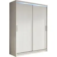 Masseno Schiebetürenschrank EDERA 200/210/60 cm 2-türig Schlafzimmer Schrank Kleiderschrank Weiß